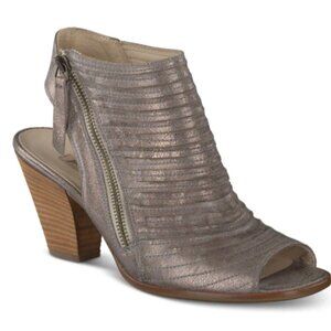 Paul Green Women's Cayanne Peep Toe High Heel Booties Smoke Brush Metallic  6.5